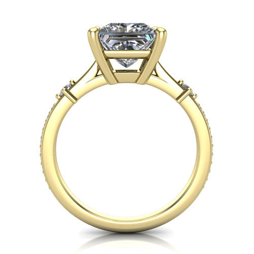 Vivian Princess Shape Classic Engagement Ring in 18K Yellow Gold
