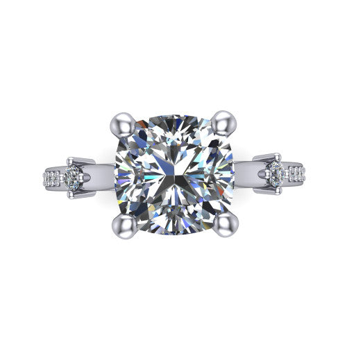 Vivian Cushion Shape Classic Engagement Ring in Platinum