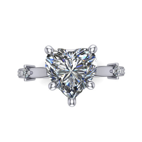 Vivian Heart Shape Classic Engagement Ring in 14K White Gold