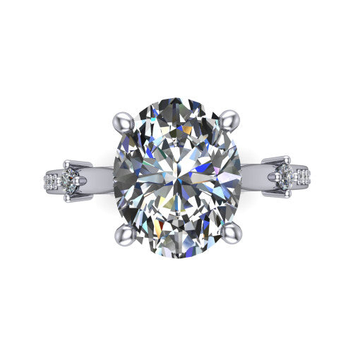 Vivian Oval Shape Classic Engagement Ring in 14K White Gold