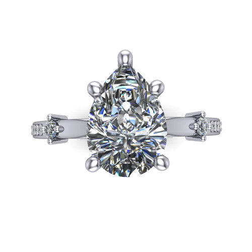 Vivian Pear Shape Classic Engagement Ring in Platinum
