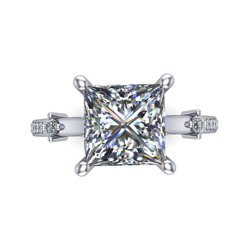 Vivian Princess Shape Classic Engagement Ring in 14K White Gold