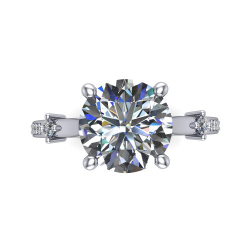 Vivian Round Shape Classic Engagement Ring in 14K White Gold