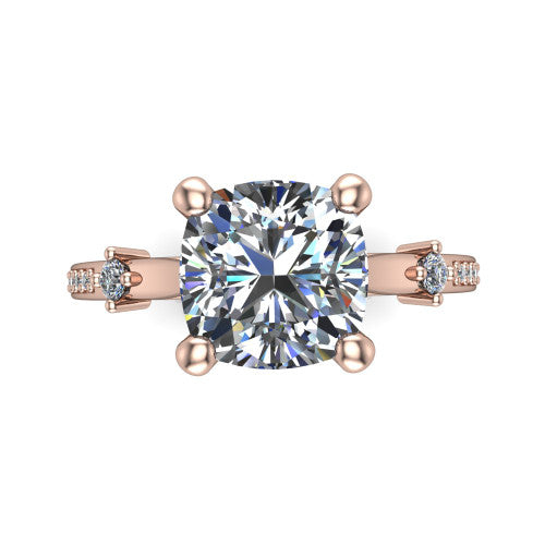 Vivian Cushion Shape Classic Engagement Ring in 14K Rose Gold