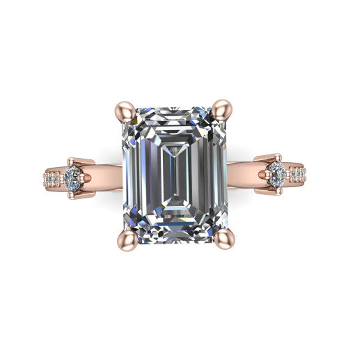 Vivian Emerald Shape Classic Engagement Ring in 18K Rose Gold