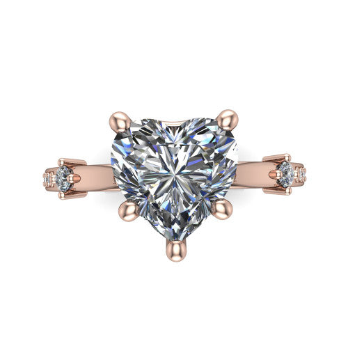 Vivian Heart Shape Classic Engagement Ring in 18K Rose Gold