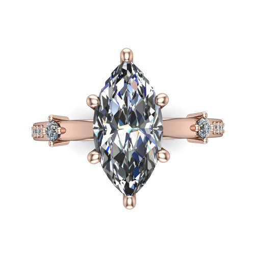 Vivian Marquise Shape Classic Engagement Ring in 18K Rose Gold