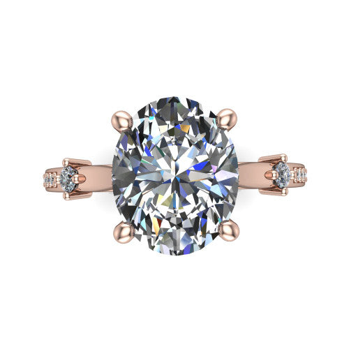 Vivian Oval Shape Classic Engagement Ring in 14K Rose Gold