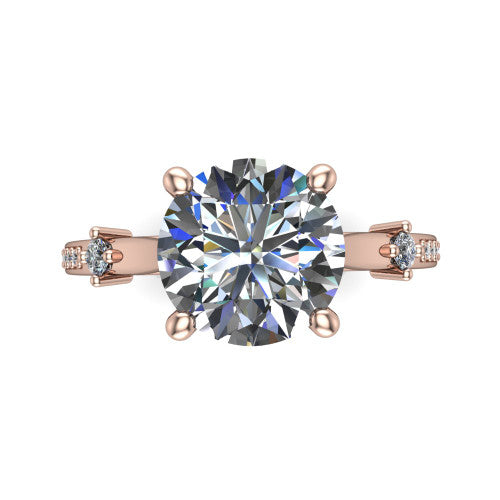 Vivian Round Shape Classic Engagement Ring in 14K Rose Gold