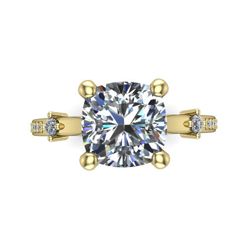 Vivian Cushion Shape Classic Engagement Ring in 18K Yellow Gold