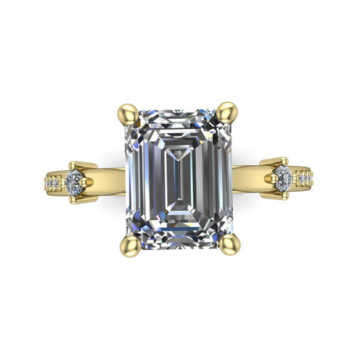 Vivian Emerald Shape Classic Engagement Ring in 14K Yellow Gold