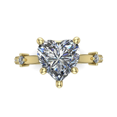 Vivian Heart Shape Classic Engagement Ring in 18K Yellow Gold