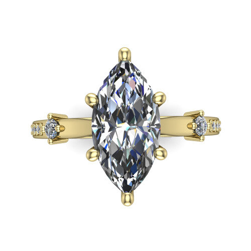 Vivian Marquise Shape Classic Engagement Ring in 18K Yellow Gold