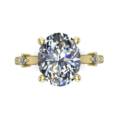 Vivian Oval Shape Classic Engagement Ring in 18K Yellow Gold