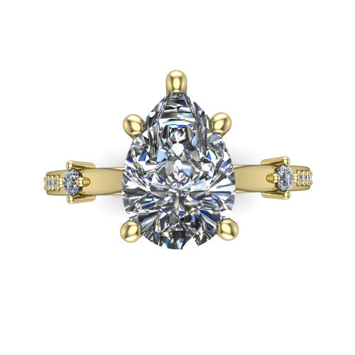 Vivian Pear Shape Classic Engagement Ring in 18K Yellow Gold