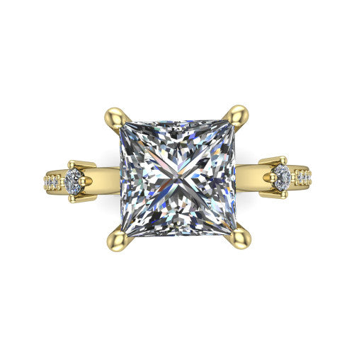 Vivian Princess Shape Classic Engagement Ring in 18K Yellow Gold