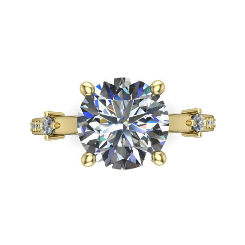 Vivian Round Shape Classic Engagement Ring in 18K Yellow Gold