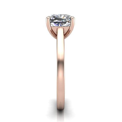 Samantha cushion engraved solitaire engagement ring in 18K Rose Gold with scrollwork band, side profile showing the hand-engraved scrollwork band