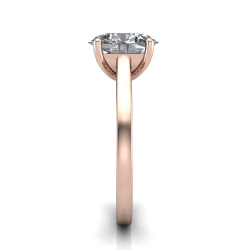 Samantha oval engraved solitaire engagement ring in 14K Rose Gold with scrollwork band, side profile showing the hand-engraved scrollwork band