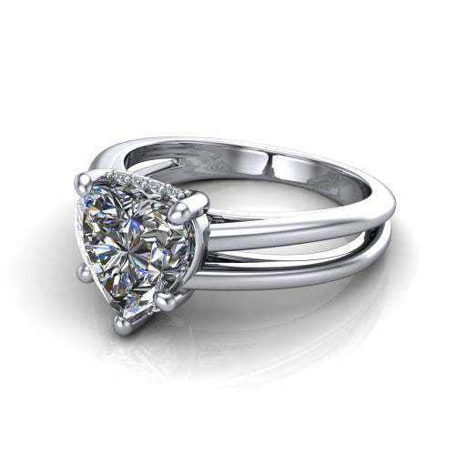 Julia Heart Shape Hidden Halo Engagement Ring in 18K White Gold