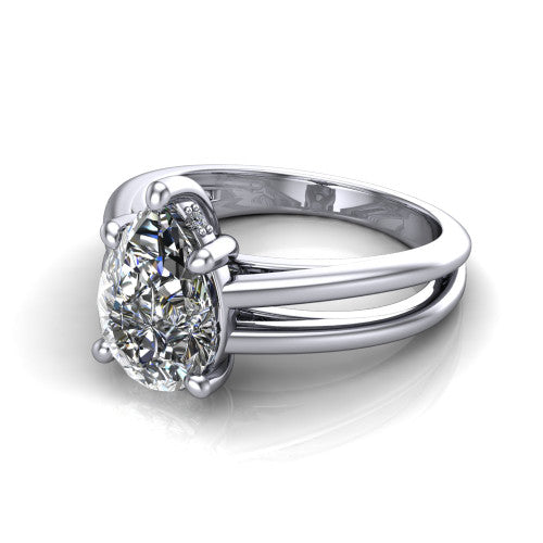 Julia Pear Shape Hidden Halo Engagement Ring in Platinum