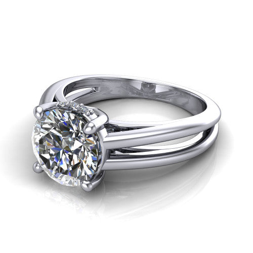 Julia Round Shape Hidden Halo Engagement Ring in Platinum