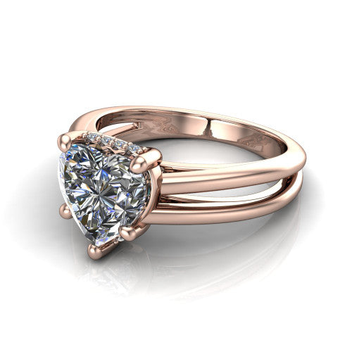 Julia Heart Shape Hidden Halo Engagement Ring in 18K Rose Gold