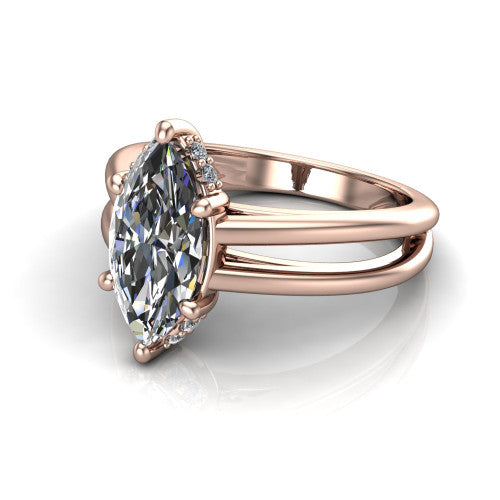 Julia Marquise Shape Hidden Halo Engagement Ring in 14K Rose Gold