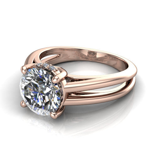 Julia Round Shape Hidden Halo Engagement Ring in 14K Rose Gold