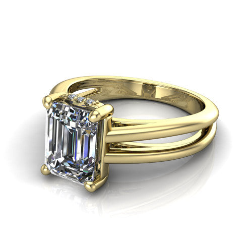 Julia Emerald Shape Hidden Halo Engagement Ring in 18K Yellow Gold