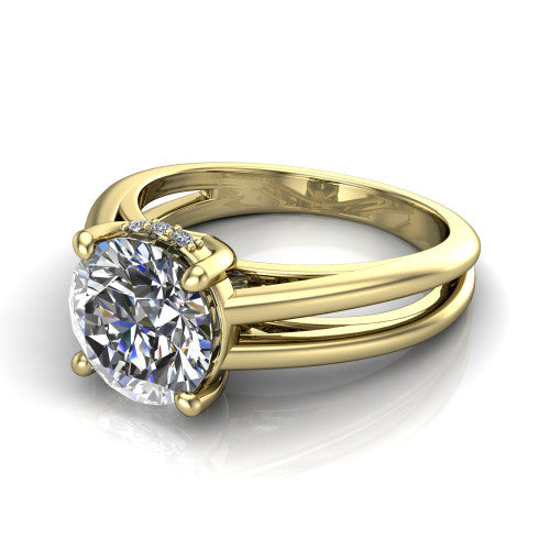 Julia Round Shape Hidden Halo Engagement Ring in 14K Yellow Gold
