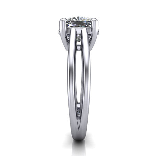 Julia Cushion Shape Hidden Halo Engagement Ring in Platinum