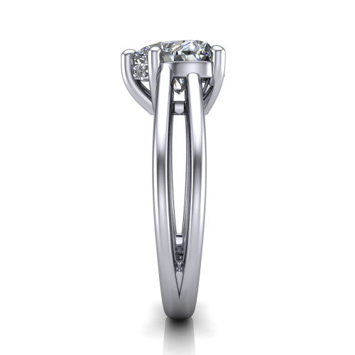 Julia Heart Shape Hidden Halo Engagement Ring in 14K White Gold