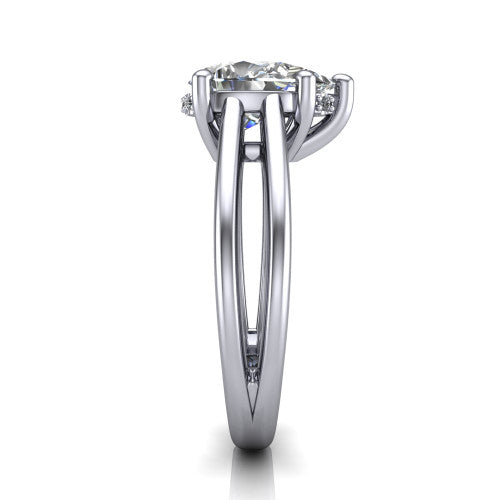 Julia Pear Shape Hidden Halo Engagement Ring in 14K White Gold