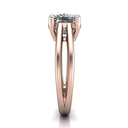 Julia Cushion Shape Hidden Halo Engagement Ring in 14K Rose Gold