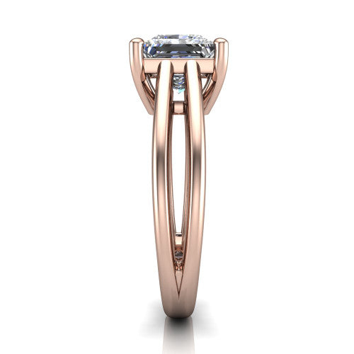 Julia Princess Shape Hidden Halo Engagement Ring in 18K Rose Gold
