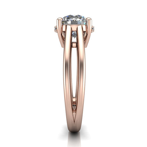 Julia Round Shape Hidden Halo Engagement Ring in 18K Rose Gold