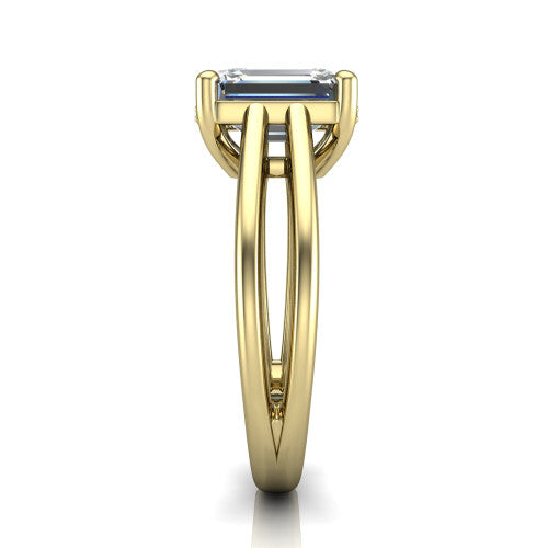 Julia Emerald Shape Hidden Halo Engagement Ring in 14K Yellow Gold