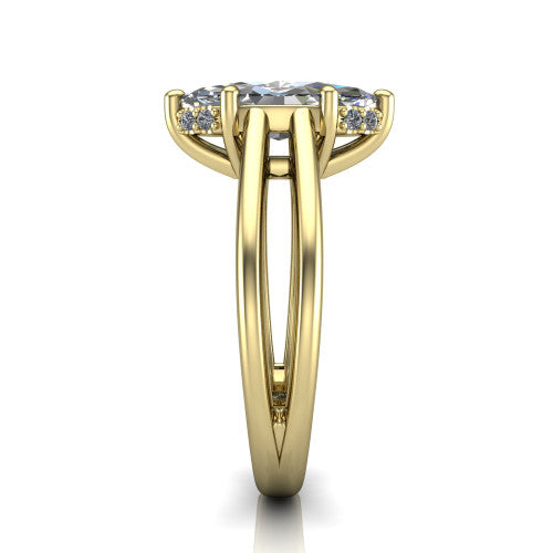 Julia Marquise Shape Hidden Halo Engagement Ring in 14K Yellow Gold