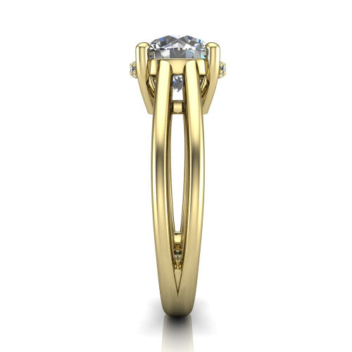 Julia Round Shape Hidden Halo Engagement Ring in 14K Yellow Gold
