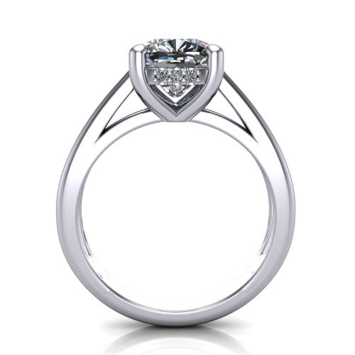 Julia Cushion Shape Hidden Halo Engagement Ring in Platinum