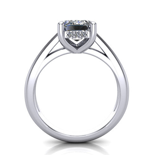 Julia Emerald Shape Hidden Halo Engagement Ring in 14K White Gold