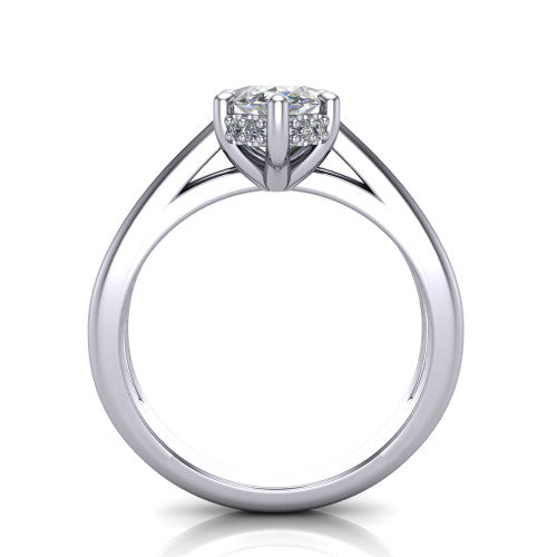 Julia Marquise Shape Hidden Halo Engagement Ring in 18K White Gold
