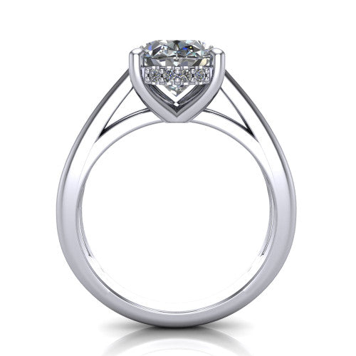 Julia Oval Shape Hidden Halo Engagement Ring in 14K White Gold