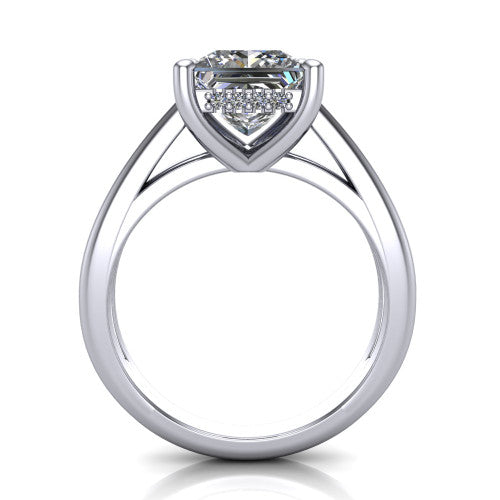Julia Princess Shape Hidden Halo Engagement Ring in Platinum