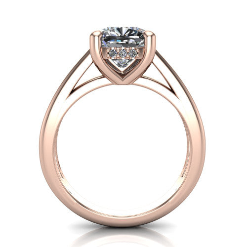 Julia Cushion Shape Hidden Halo Engagement Ring in 14K Rose Gold