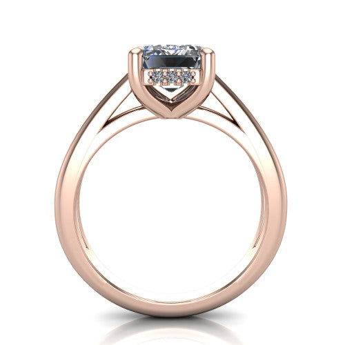 Julia Emerald Shape Hidden Halo Engagement Ring in 18K Rose Gold
