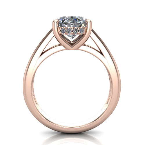 Julia Oval Shape Hidden Halo Engagement Ring in 18K Rose Gold
