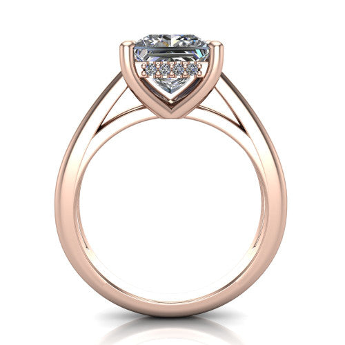 Julia Princess Shape Hidden Halo Engagement Ring in 18K Rose Gold