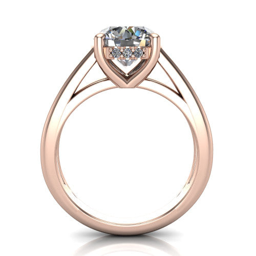 Julia Round Shape Hidden Halo Engagement Ring in 18K Rose Gold